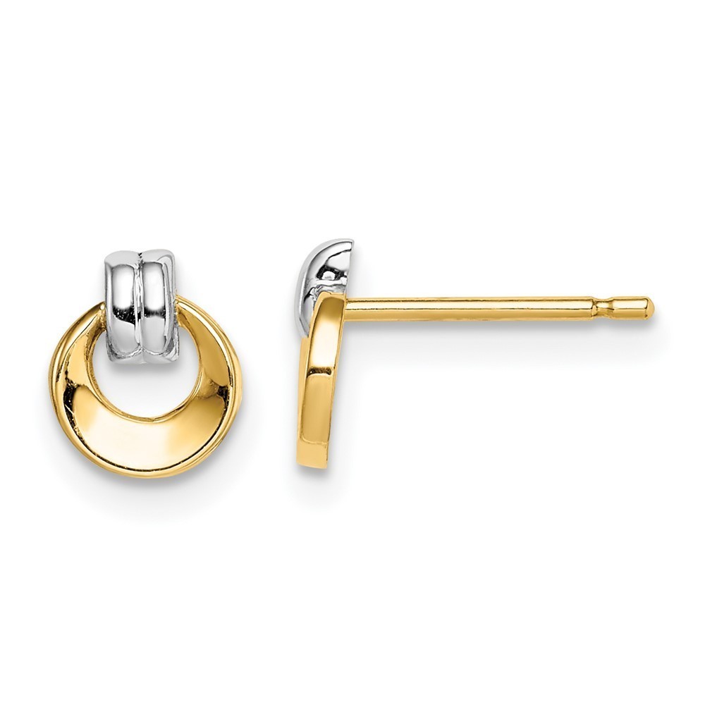 14k Yellow Gold w/Rhodium Madi K Children's Jewelry Circle Post Earrings